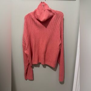 ASOS Pink Ribbed Women's Turtleneck Sweater